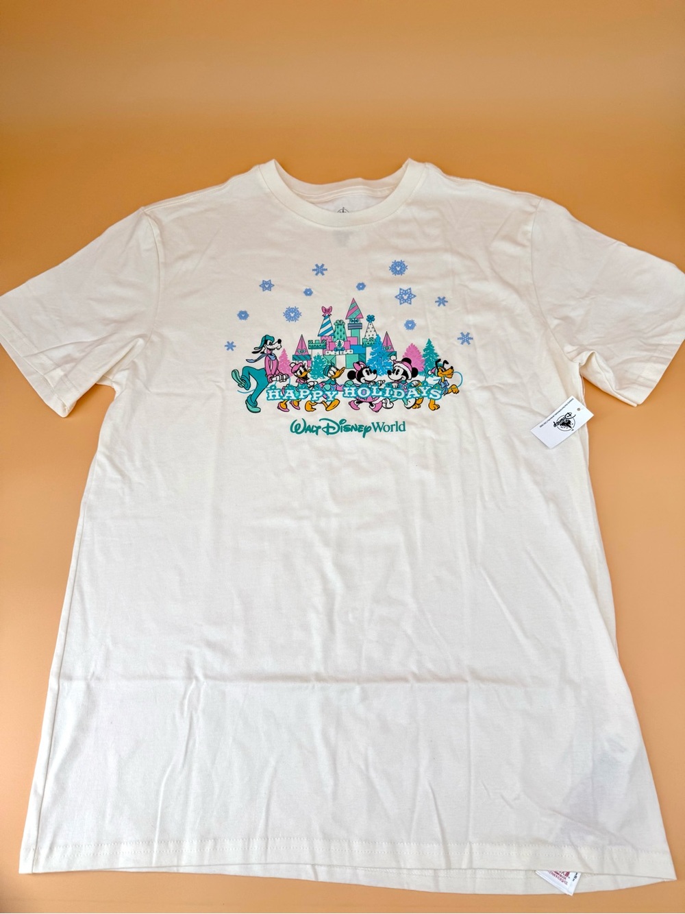 Disney World 2025  'Happy Holidays' Castle Graphic Tee - Cream